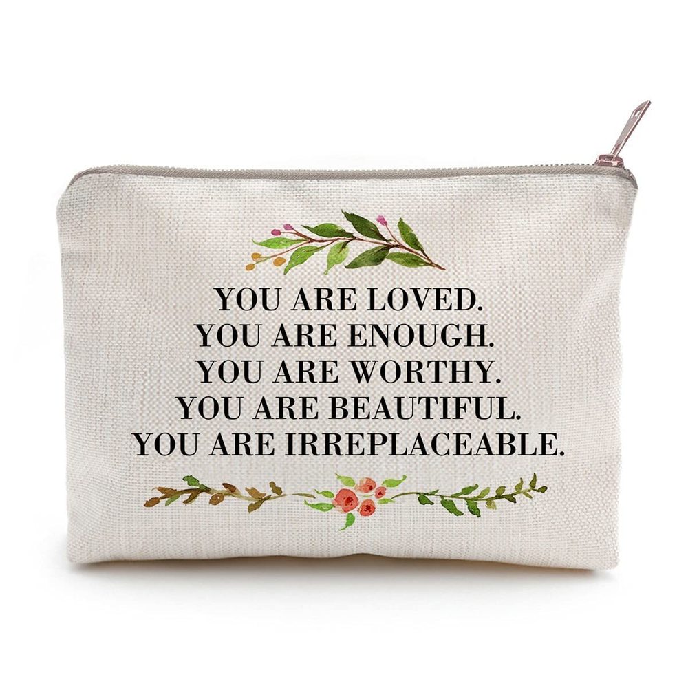 You Are Loved You Are Enough Makeup Case Self-worth Cosmetic Bag Positive🐠